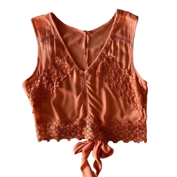Bohemian Peach Lace Bow Top. Great Condition! - Picture 4 of 6